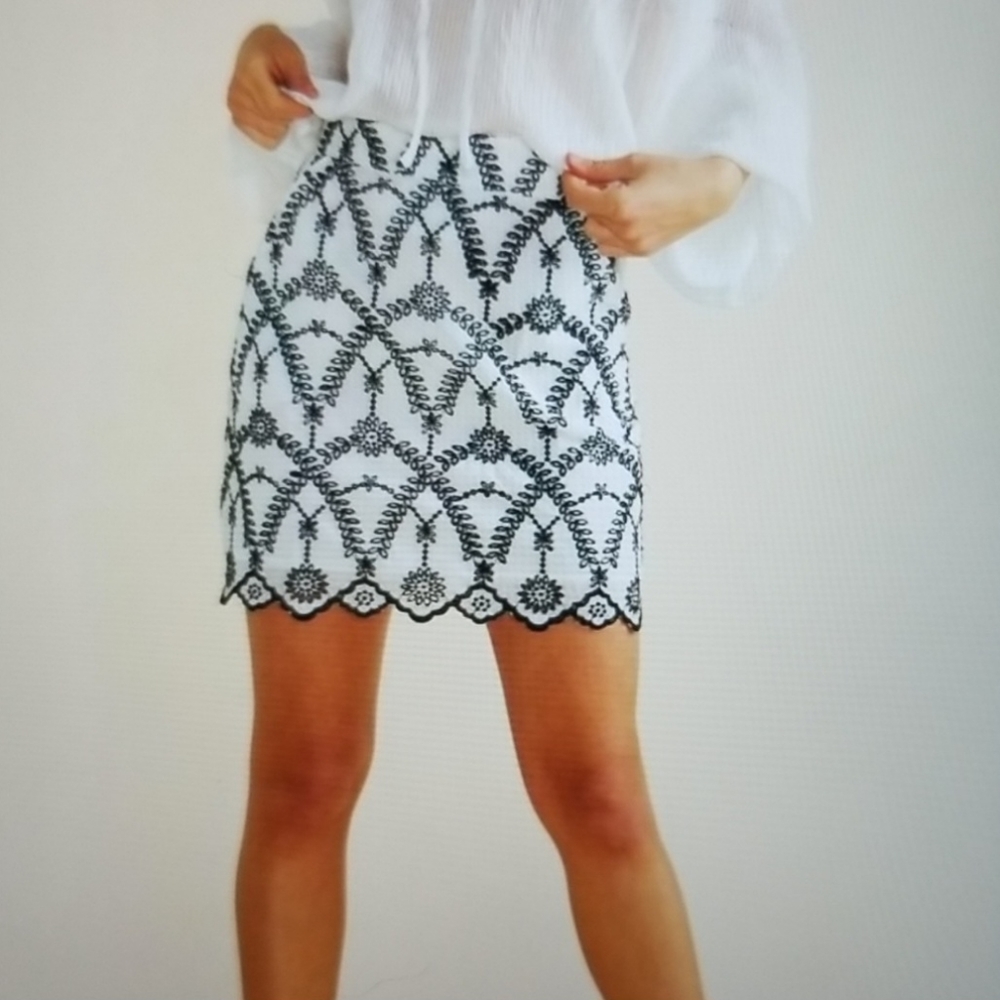 Black and White embroidered skirt, MinkPink, NWT